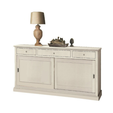 Credenza classica bianco opaco con 2 ante scorrevoli e 3 cassetti