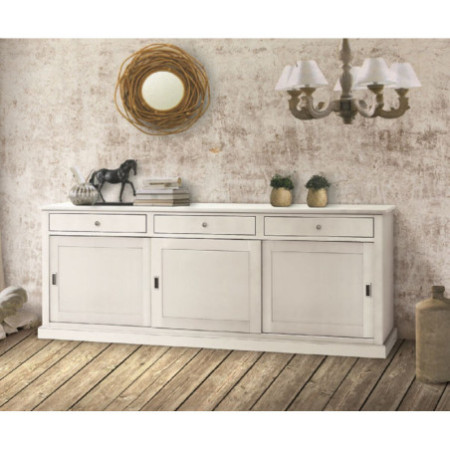 Credenza Bianca Opaca Stile Classico con Ante Scorrevoli