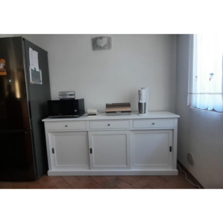 credenza classica bianco opaco con 3 ante scorrevoli e 3 cassetti