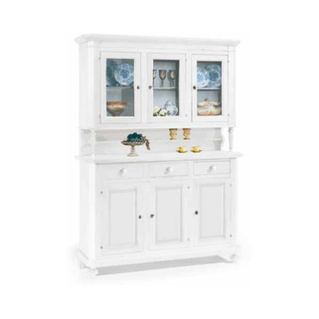 Elegante Cristalliera Classica con Cassetti e Porte in Vetro