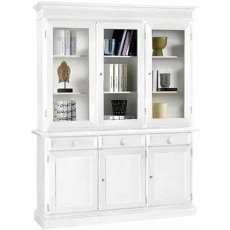 Cristalliera Classica in Legno Bianco Opaco 6 Ante 3 Cassetti 6 Ripiani