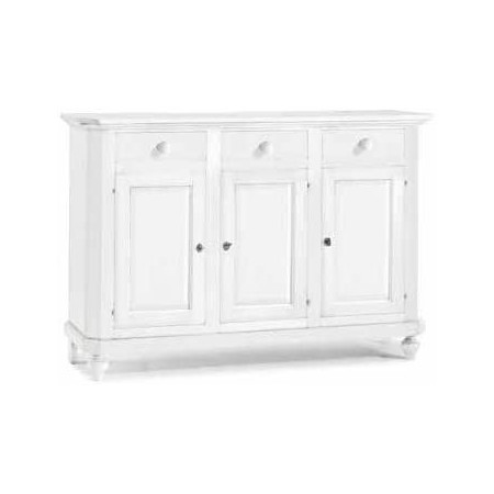 Credenza classica bianca con gambe a cipolla 3 porte e 3 cassetti