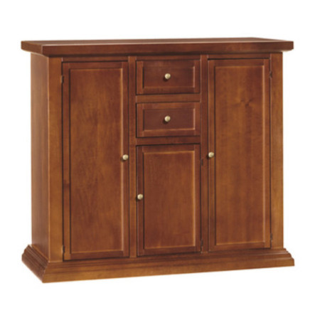 Credenza Classica in Legno Noce Lucido 3 Ante e 2 Cassetti