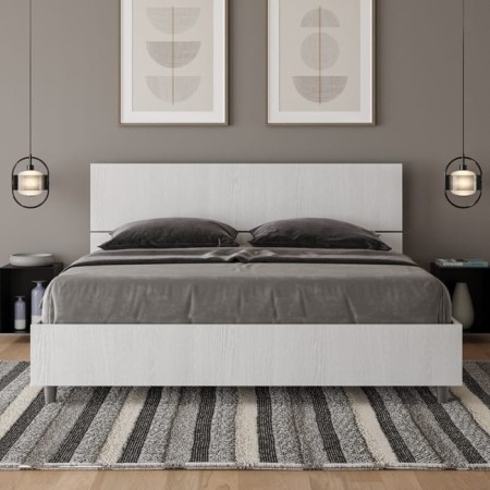 Letto matrimoniale contenitore testata inclinata bianco frassino Demas