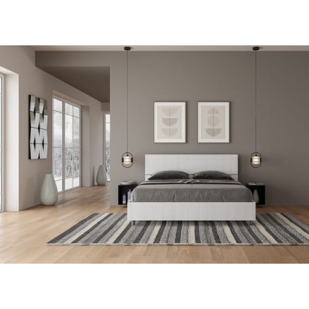 Letto matrimoniale contenitore testata inclinata bianco frassino Demas