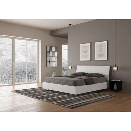 Letto matrimoniale contenitore testata inclinata bianco frassino Demas