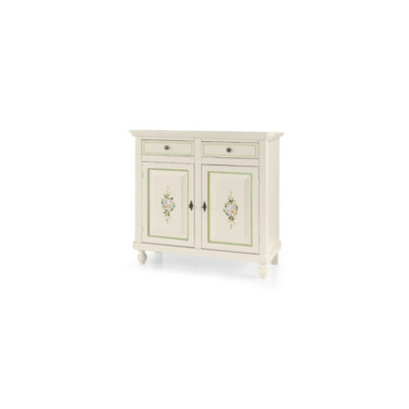 Credenza Classica Bianca Decorata Filo Verde Stile Napoletano