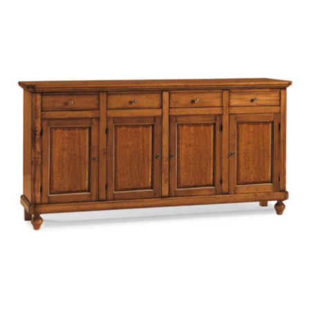 Credenza Classica in Legno Noce Lucido con 4 Ante e 4 Cassetti