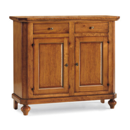 Credenza Classica in Legno Noce Lucido con 2 Ante e 2 Cassetti