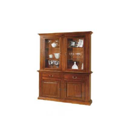 Elegante Cristalliera Noce Bassano con Vetrina e Cassetti Centrali  elegante e raffinato, ideale per arredare la tua stanza