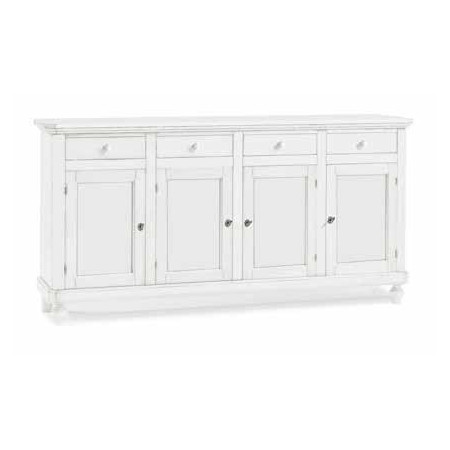 Credenza Classica in Legno Bianco Opaco con 4 Ante