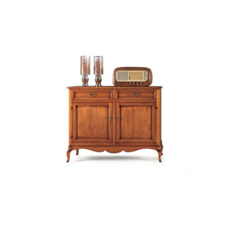 Credenza Classica in Legno Noce Lucido con 2 Ante e 2 Cassetti