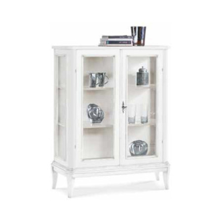 Elegante Vetrina in Legno Bianco con Ripiani Regolabili Accogliente