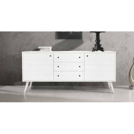 Credenza in legno abete spazzolato bianco 185x50x84 cm