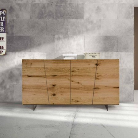 Credenza Rovere Nodato Spazzolato Piedi Metallo 180x50x87 cm