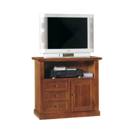 Elegante Mobile Porta TV Arte Povera in Legno Massello e Noce Lucido
