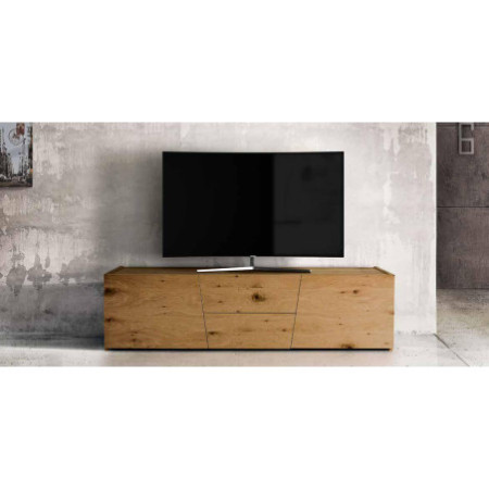 Mobile Porta TV in Rovere Nodato Spazzolato con Cassetti e Ante