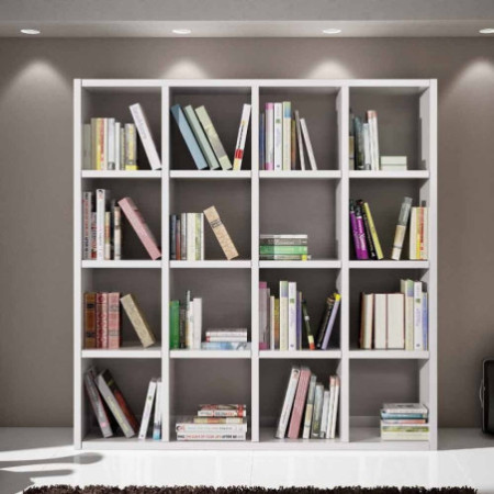 Libreria in Truciolare Laminato Bianco Frassinato con 12 Cubi  misura 175x30x175 cm