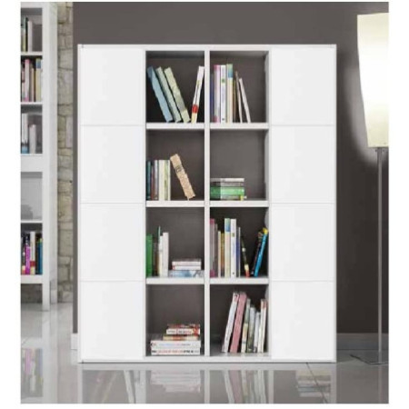 Libreria Bianco Frassinato con Antine e Cubi per Spazi Moderni  misura 175x30x175 cm libreria moderna in legno