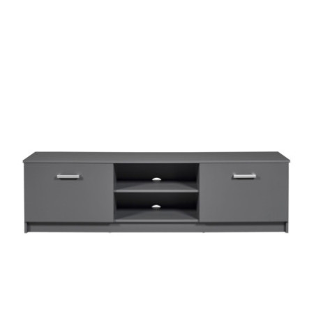 Mobile TV Grigio in Laminato con Due Ante e Vani a Giorno