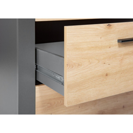 libreria elegante combina laminato grigio e quercia, Misure: 69x42x190 cm.