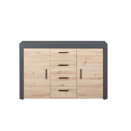 Credenza moderna con 2 ante e 4 cassetti Misura 134x40x86 cm