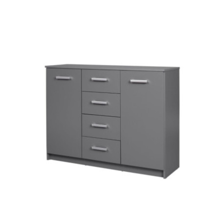 Credenza moderna versatile 2 ante 4 cassetti in laminato grigio
