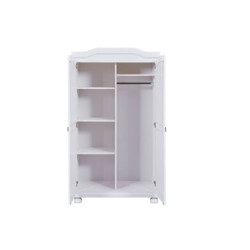 Armadio classico con due ante in pino massello bianco, misure 104x56x180 cm.