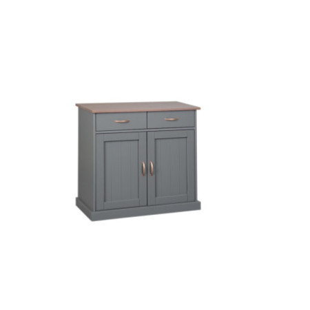 Credenza moderna in pino grigio con 2 ante e 2 cassetti