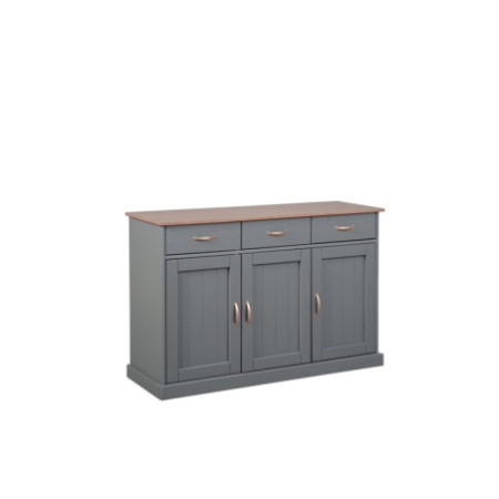 Credenza Moderna mobile in pino grigio con 3 ante e 3 cassetti