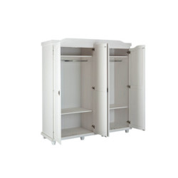 Armadio con 4 ante in pino massello bianco, misure: 183cmx60x198cm.