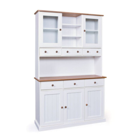 Cristalliera pino verniciato bianco finiture marrone 5 ante 6 cassetti