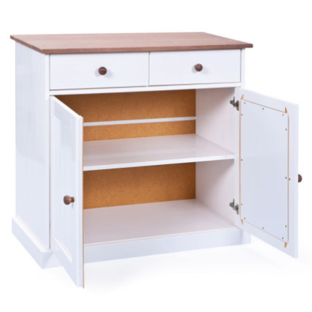 Design classico: credenza 2 ante 2 cassetti in pino bianco