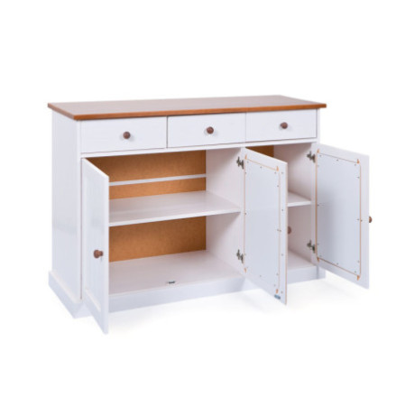 Credenza 3 ante 3 cassetti in pino massello bianco è un mobile classico ed elegante
