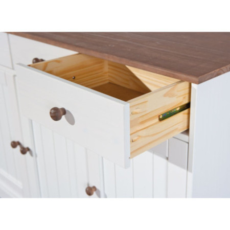 Credenza solida in pino bianco e marrone per ogni ambiente