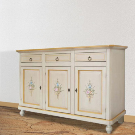 Credenza Napoletana Avorio con Decorazioni Arancio 156x42x85 cm