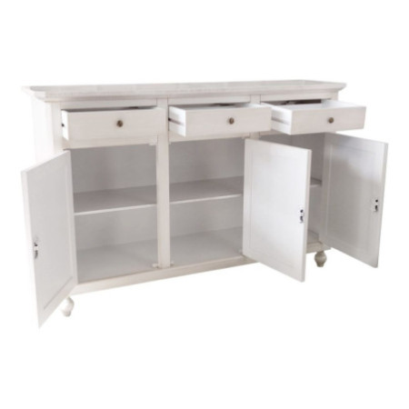 Credenza  Misure: 150x43x98 cm.  classica in legno bianco anticato,