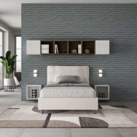 Letto una piazza e mezza similpelle Antea con cuscino largo 120×190