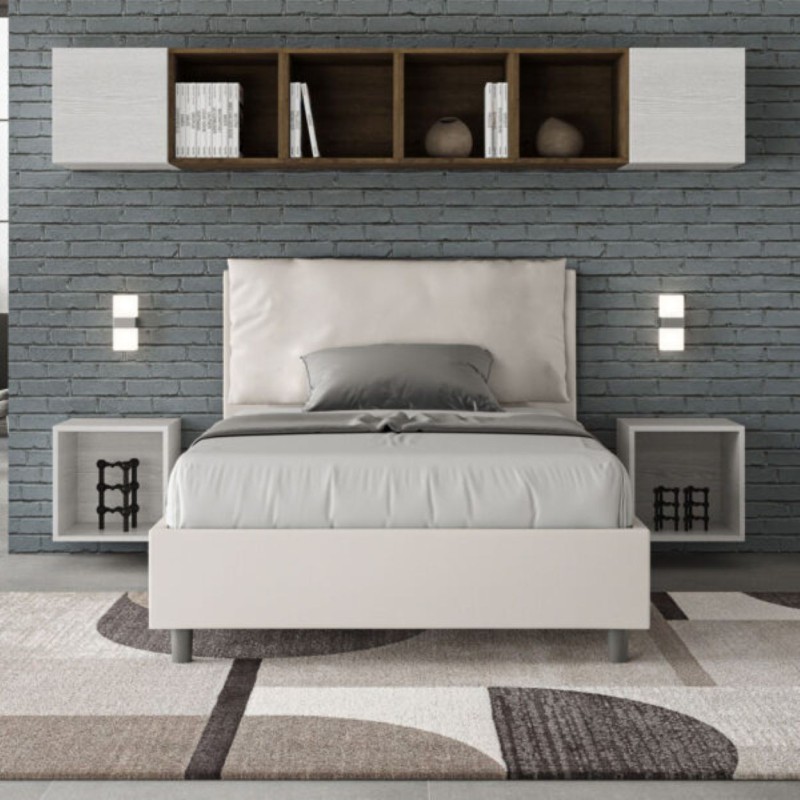 Letto una piazza e mezza similpelle Antea con cuscino largo 120×190 Letto una piazza e mezza similpelle Antea con cuscino largo 120×190