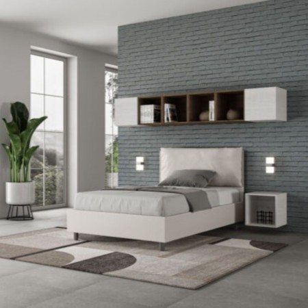 Letto una piazza e mezza similpelle Antea con cuscino largo 120×190