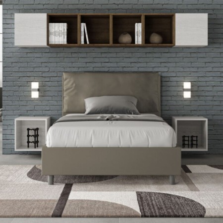 Letto una piazza e mezza similpelle Antea con cuscino largo 120×190