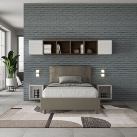 Letto una piazza e mezza similpelle Antea con cuscino largo 120×190