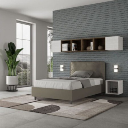 Letto una piazza e mezza similpelle Antea con cuscino largo 120×190