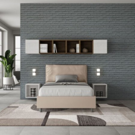 Letto una piazza e mezza similpelle Antea con cuscino largo 120×190