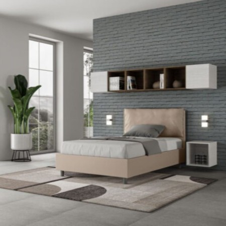 Letto una piazza e mezza similpelle Antea con cuscino largo 120×190