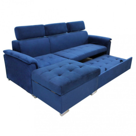 Divano con Penisola Letto BLU struttura in metallo e legno