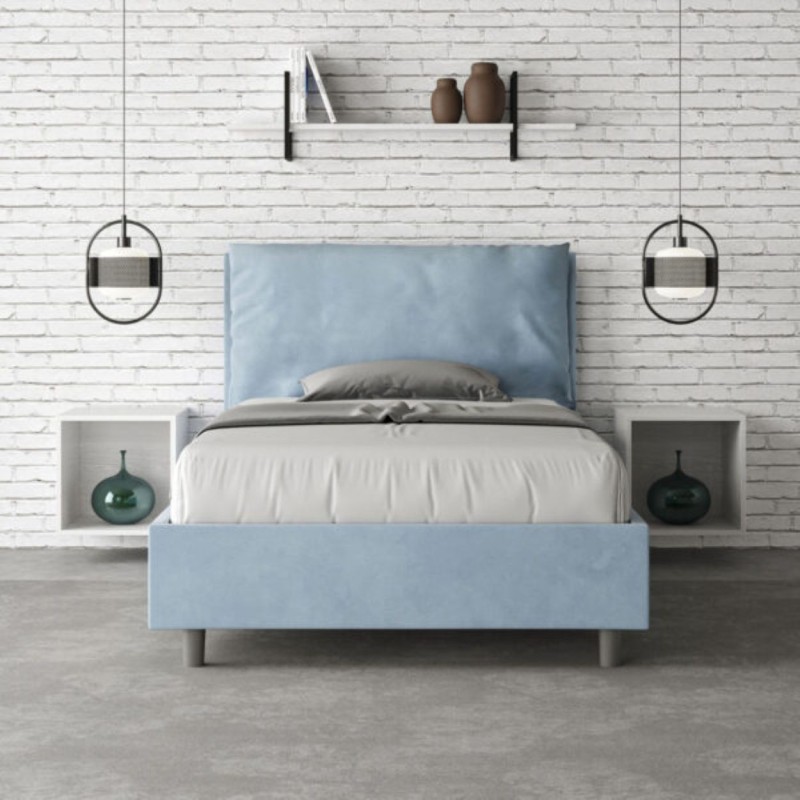 Letto una piazza e mezza microfibra Antea con cuscino largo 120×190