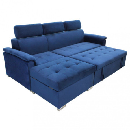 Divano con Penisola Letto BLU struttura in metallo e legno
