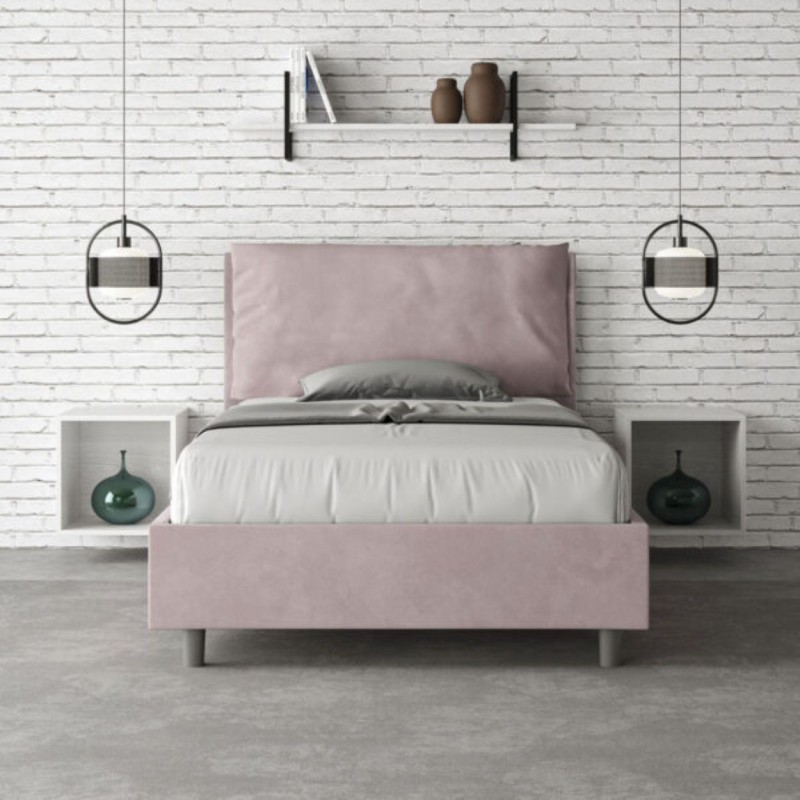 Letto una piazza e mezza microfibra Antea con cuscino largo 120×190