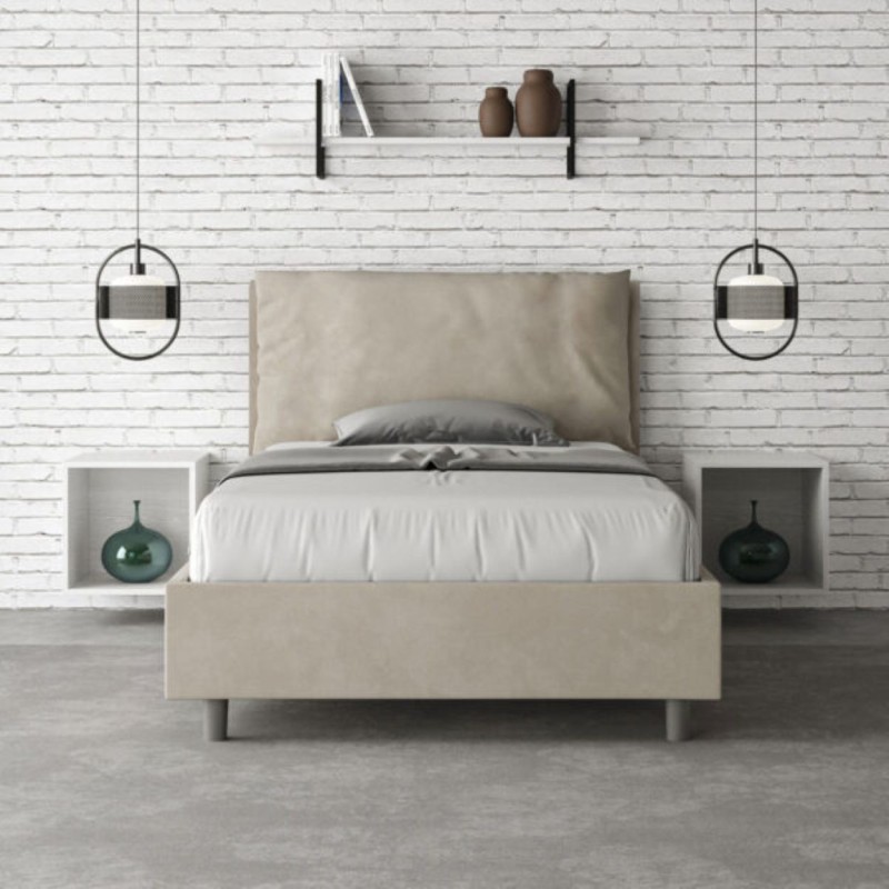 Letto una piazza e mezza microfibra Antea con cuscino largo 120×190